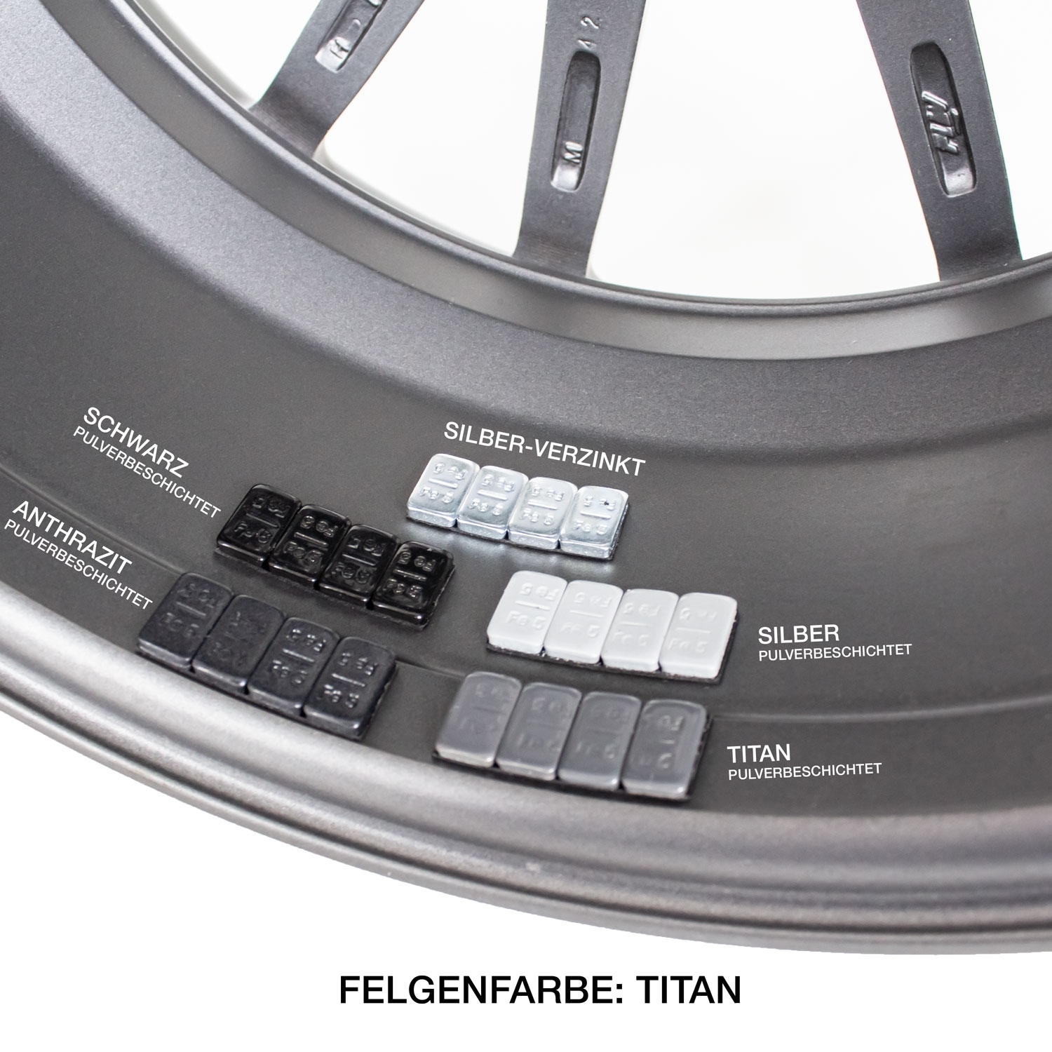 Klebegewicht Riegel 5/5 - 4 Riegel doppelt beschichtet Titan